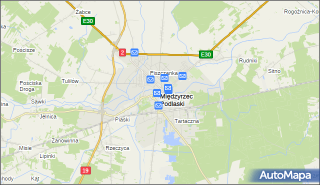 mapa Międzyrzec Podlaski, Międzyrzec Podlaski na mapie Targeo