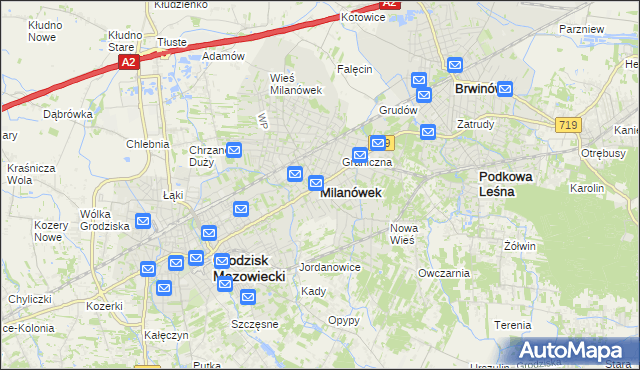 mapa Milanówek, Milanówek na mapie Targeo