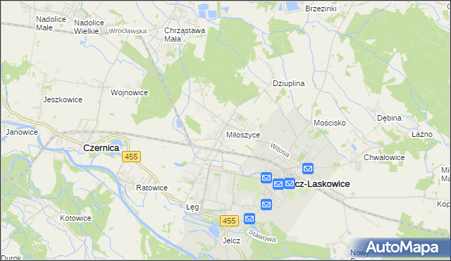 mapa Miłoszyce, Miłoszyce na mapie Targeo