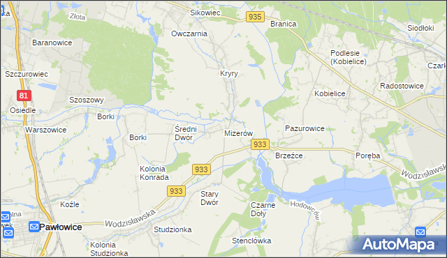 mapa Mizerów, Mizerów na mapie Targeo