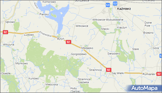 mapa Młodasko, Młodasko na mapie Targeo