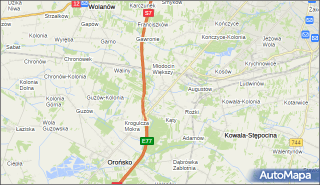 mapa Młodocin Mniejszy, Młodocin Mniejszy na mapie Targeo