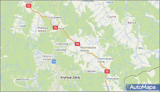 mapa Mochnaczka Wyżna, Mochnaczka Wyżna na mapie Targeo