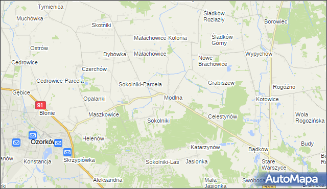 mapa Modlna, Modlna na mapie Targeo