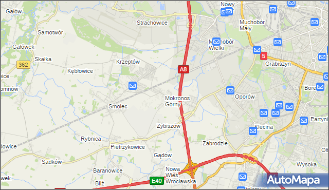 mapa Mokronos Górny, Mokronos Górny na mapie Targeo