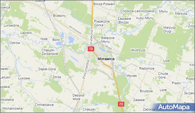 mapa Morawica powiat kielecki, Morawica powiat kielecki na mapie Targeo