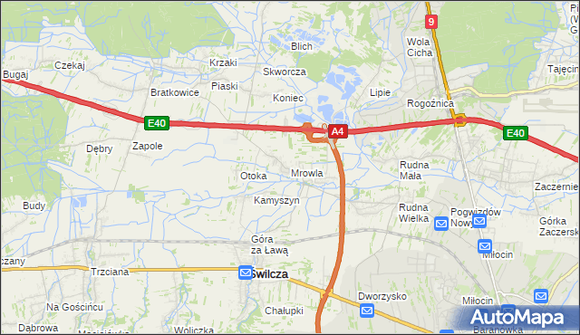 mapa Mrowla, Mrowla na mapie Targeo