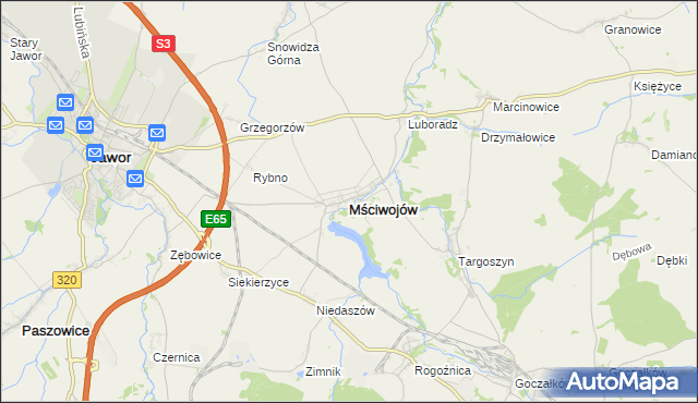 mapa Mściwojów, Mściwojów na mapie Targeo
