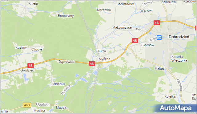 mapa Myślina, Myślina na mapie Targeo