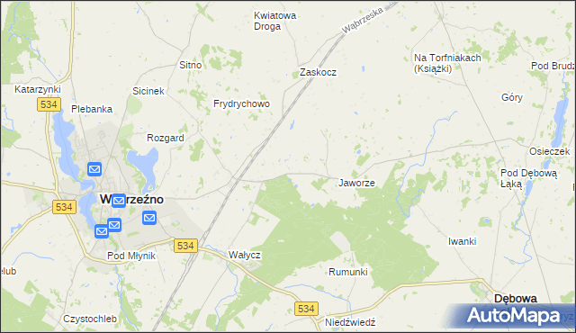 mapa Myśliwiec, Myśliwiec na mapie Targeo