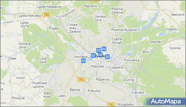 mapa Myszków, Myszków na mapie Targeo