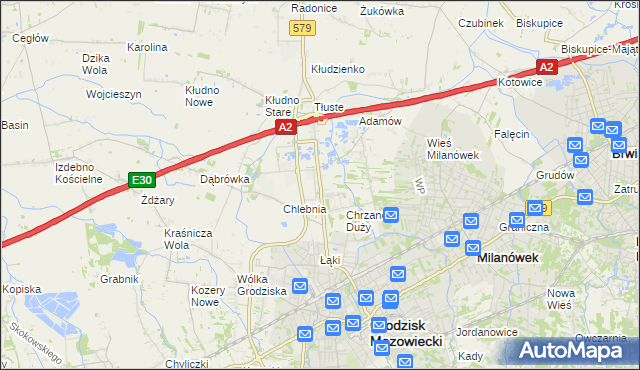 mapa Natolin gmina Grodzisk Mazowiecki, Natolin gmina Grodzisk Mazowiecki na mapie Targeo