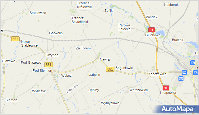 mapa Nawra gmina Chełmża, Nawra gmina Chełmża na mapie Targeo
