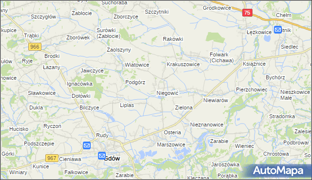 mapa Niegowić, Niegowić na mapie Targeo