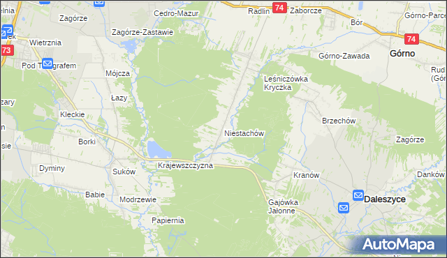 mapa Niestachów gmina Daleszyce, Niestachów gmina Daleszyce na mapie Targeo
