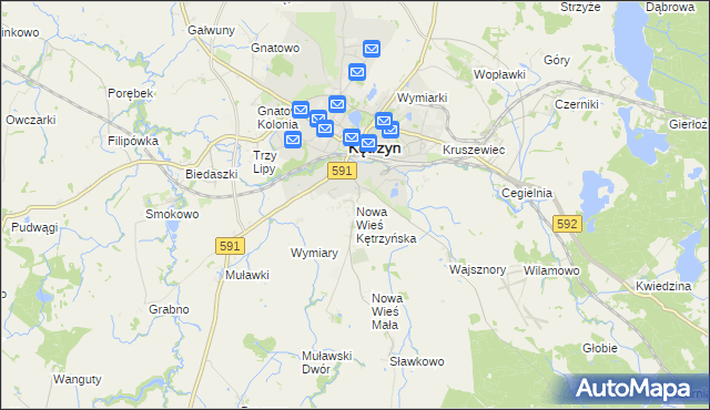 mapa Nowa Wieś Kętrzyńska, Nowa Wieś Kętrzyńska na mapie Targeo