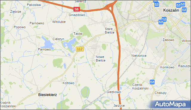 mapa Nowe Bielice, Nowe Bielice na mapie Targeo