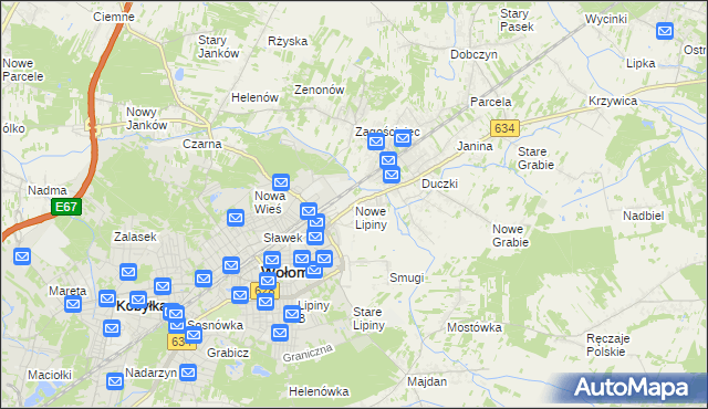 mapa Nowe Lipiny, Nowe Lipiny na mapie Targeo