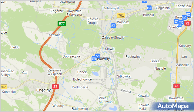 mapa Nowiny gmina Sitkówka-Nowiny, Nowiny gmina Sitkówka-Nowiny na mapie Targeo