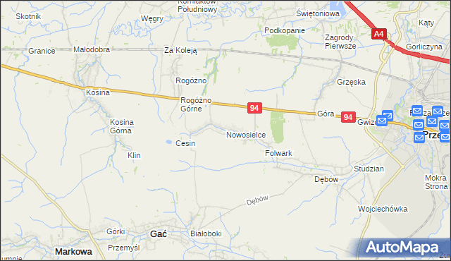 mapa Nowosielce gmina Przeworsk, Nowosielce gmina Przeworsk na mapie Targeo