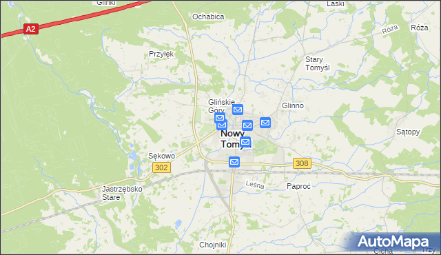 mapa Nowy Tomyśl, Nowy Tomyśl na mapie Targeo
