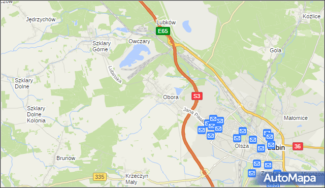mapa Obora gmina Lubin, Obora gmina Lubin na mapie Targeo