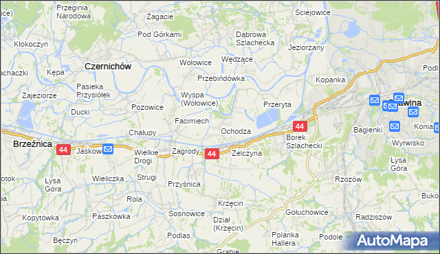 mapa Ochodza gmina Skawina, Ochodza gmina Skawina na mapie Targeo
