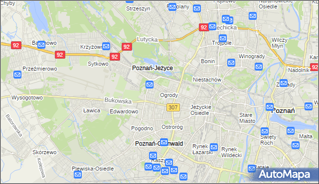 mapa Ogrody gmina Poznań, Ogrody gmina Poznań na mapie Targeo