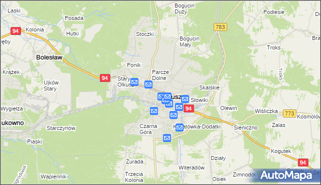 mapa Olkusz, Olkusz na mapie Targeo