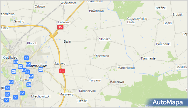 mapa Olszewice gmina Inowrocław, Olszewice gmina Inowrocław na mapie Targeo