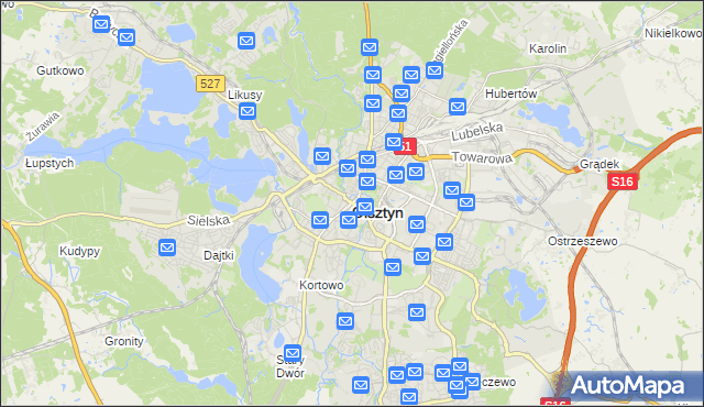 mapa Olsztyna, Olsztyn na mapie Targeo