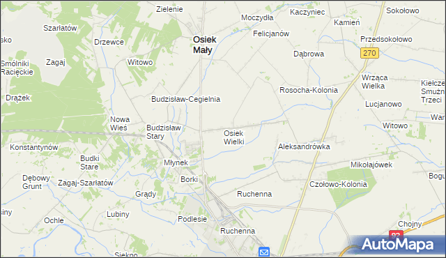 mapa Osiek Wielki gmina Osiek Mały, Osiek Wielki gmina Osiek Mały na mapie Targeo