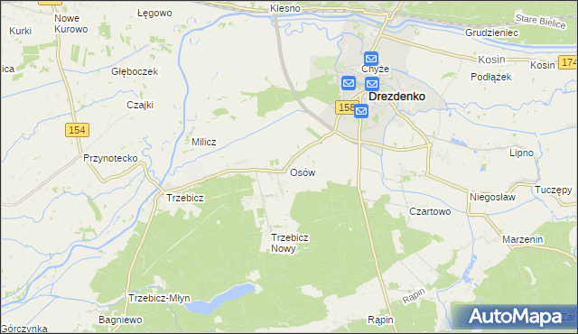 mapa Osów gmina Drezdenko, Osów gmina Drezdenko na mapie Targeo