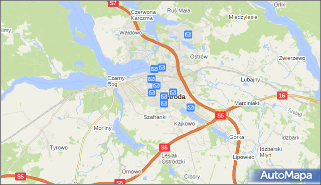 mapa Ostróda, Ostróda na mapie Targeo