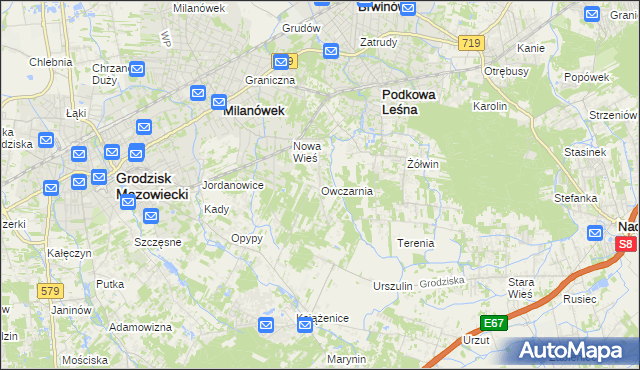 mapa Owczarnia gmina Brwinów, Owczarnia gmina Brwinów na mapie Targeo