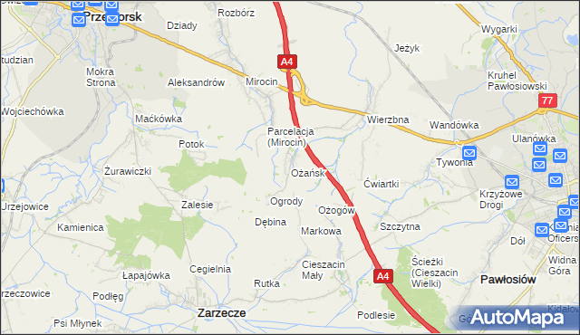 mapa Ożańsk, Ożańsk na mapie Targeo