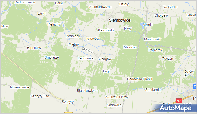 mapa Ożegów, Ożegów na mapie Targeo