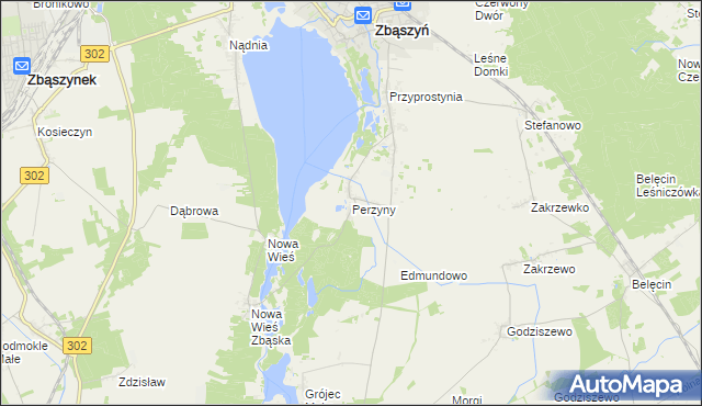 mapa Perzyny gmina Zbąszyń, Perzyny gmina Zbąszyń na mapie Targeo