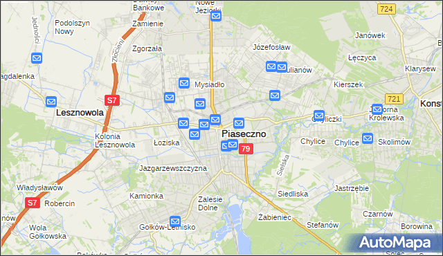 mapa Piaseczno, Piaseczno na mapie Targeo