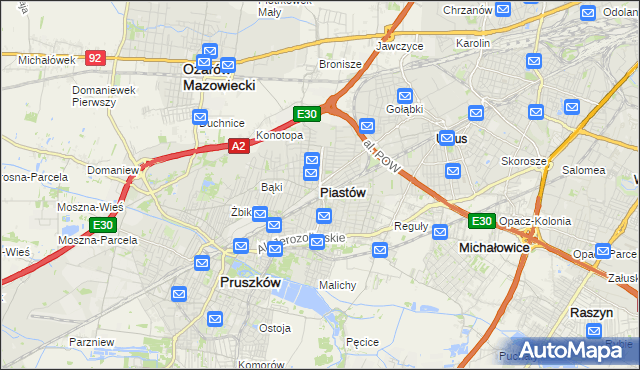 mapa Piastów powiat pruszkowski, Piastów powiat pruszkowski na mapie Targeo