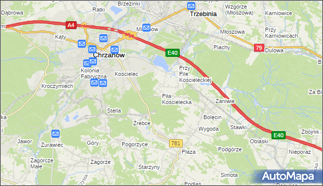 mapa Piła Kościelecka, Piła Kościelecka na mapie Targeo