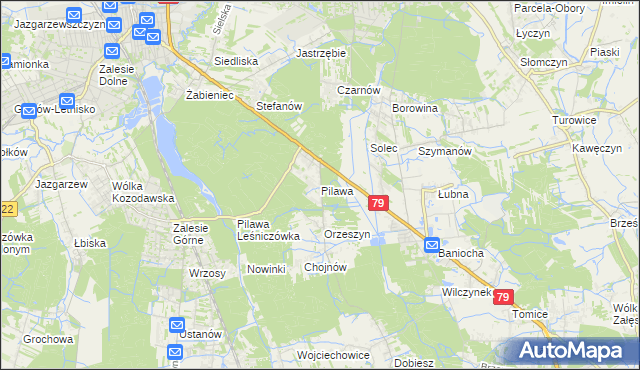 mapa Pilawa gmina Piaseczno, Pilawa gmina Piaseczno na mapie Targeo