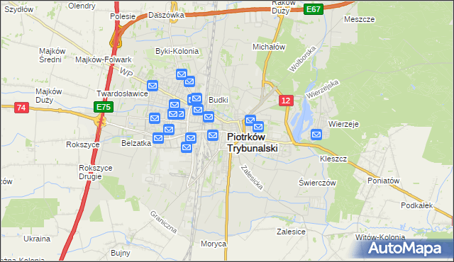 mapa Piotrków Trybunalski, Piotrków Trybunalski na mapie Targeo