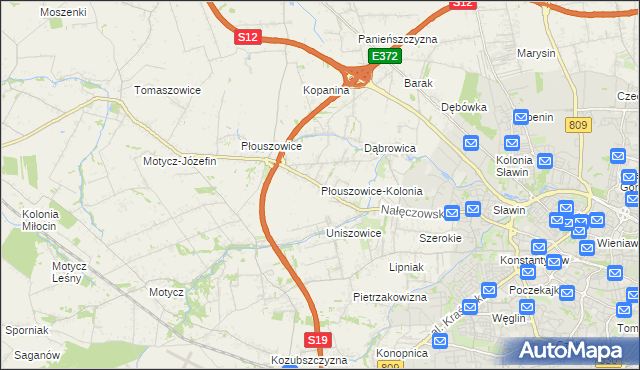 mapa Płouszowice-Kolonia, Płouszowice-Kolonia na mapie Targeo