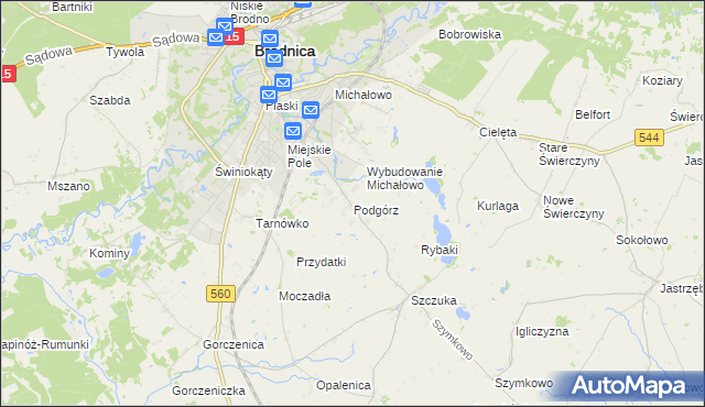mapa Podgórz gmina Brodnica, Podgórz gmina Brodnica na mapie Targeo