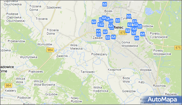mapa Podleszany, Podleszany na mapie Targeo