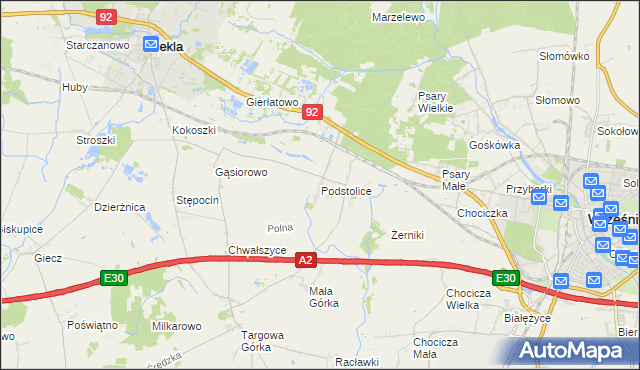 mapa Podstolice gmina Nekla, Podstolice gmina Nekla na mapie Targeo