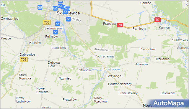 mapa Podtrzcianna, Podtrzcianna na mapie Targeo