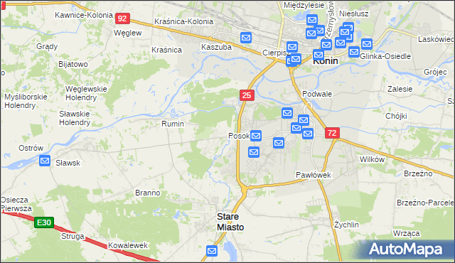mapa Posoka gmina Stare Miasto, Posoka gmina Stare Miasto na mapie Targeo
