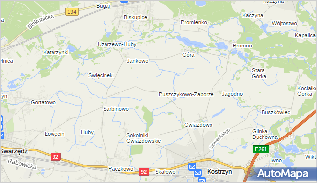 mapa Puszczykowo-Zaborze, Puszczykowo-Zaborze na mapie Targeo